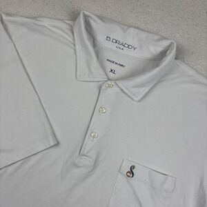 STREAMSONG GOLF x B.‎ DRADDY Mens Polo Shirt XL White Pocket Cotton Stretch Logo